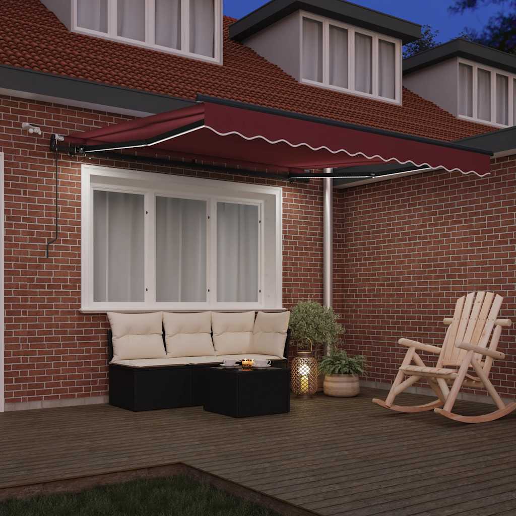 Toldo Retráctil Automático Con Luces Led Burdeos 300x250 Cm_2