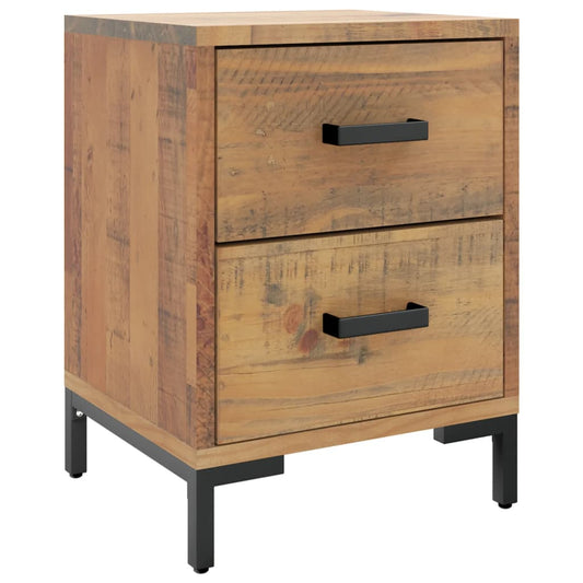 Mesita De Noche Madera Maciza De Pino Marrón 36x30x45 Cm_0