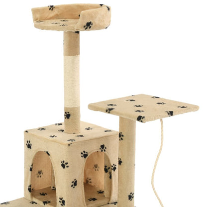 Vidaxl Rascador Para Gatos Con Poste De Sisal 120 Cm Huellas Beige_4
