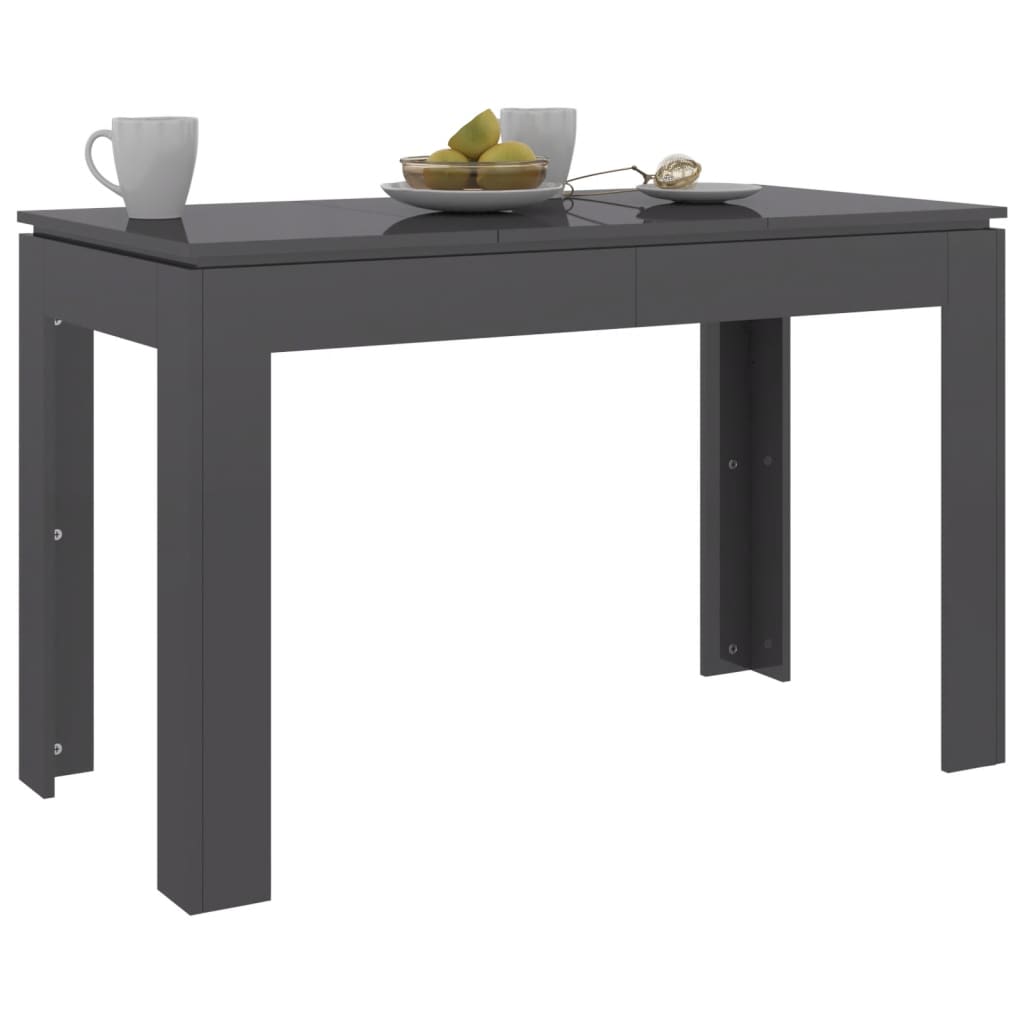 Mesa De Comedor Madera Contrachapada Gris Brillo 120x60x76 Cm_1