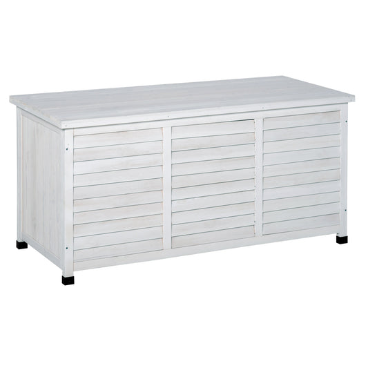Baúl De Madera Outsunny Blanco 127x56x60 Cm Madera De Abeto_0