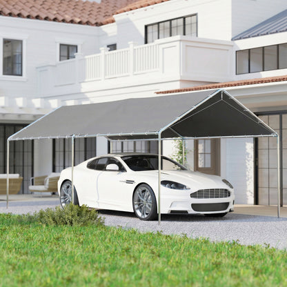 Outsunny Cochera Exterior 3x6m Con Toldo De Tela Pe Y Marco De Acero Galvanizado_1