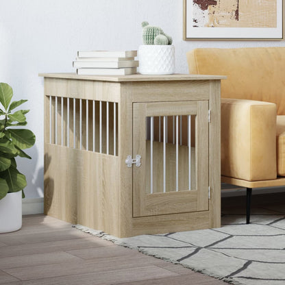 Jaula Para Perros En Mueble Roble Sonoma Estilo 55x75x65 Cm Material Madera_1