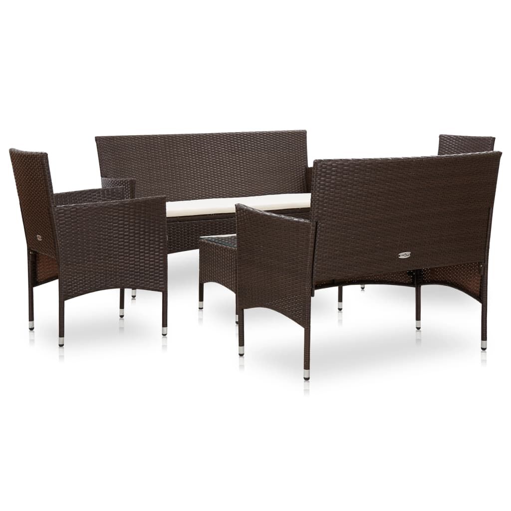 Vidaxl Set Muebles De Jardín 5 Piezas Y Cojines Ratán Sintético Marrón_1