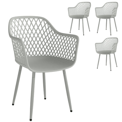 Outsunny Juego De 4 Sillas De Jardín Exterior De Pp Respaldo Diamante Gris_0
