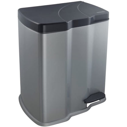 Cubo De Basura Con 2 Compartimentos, 7 L + 15 L, Gunnar, Plateado
