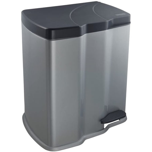 Cubo De Basura Con 2 Compartimentos, 7 L + 15 L, Gunnar, Plateado