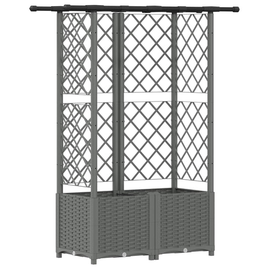 Cama Elevada Con Trellis Y Techo Gris Claro 124 X 40 X 136 Cm_0