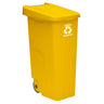 Contenedor - Cubo De Basura Wellhome Reciclo 110l, Color Amarilllo Cerrado Con Tapa, Ideal Para Reciclaje De Plásticos, Con Ruedas