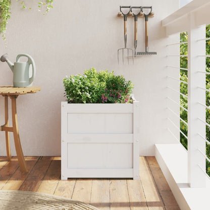 Jardinera Madera Maciza De Pino Blanco 50x50x50 Cm_2