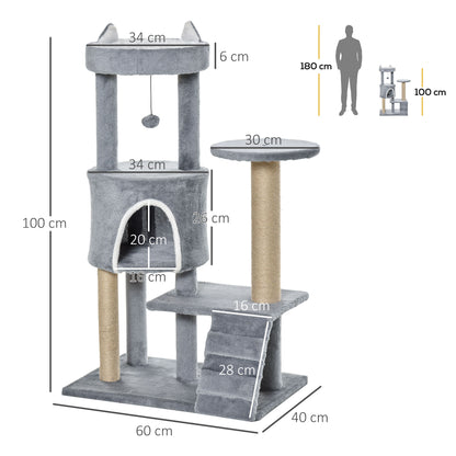Pawhut Árbol Rascador Para Gatos Mediano De 5 Niveles Gris_2