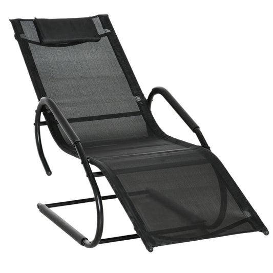 Outsunny Tumbona De Jardín Con Reposacabezas Y Reposapiés 160x59,5x83 Cm Negro_0