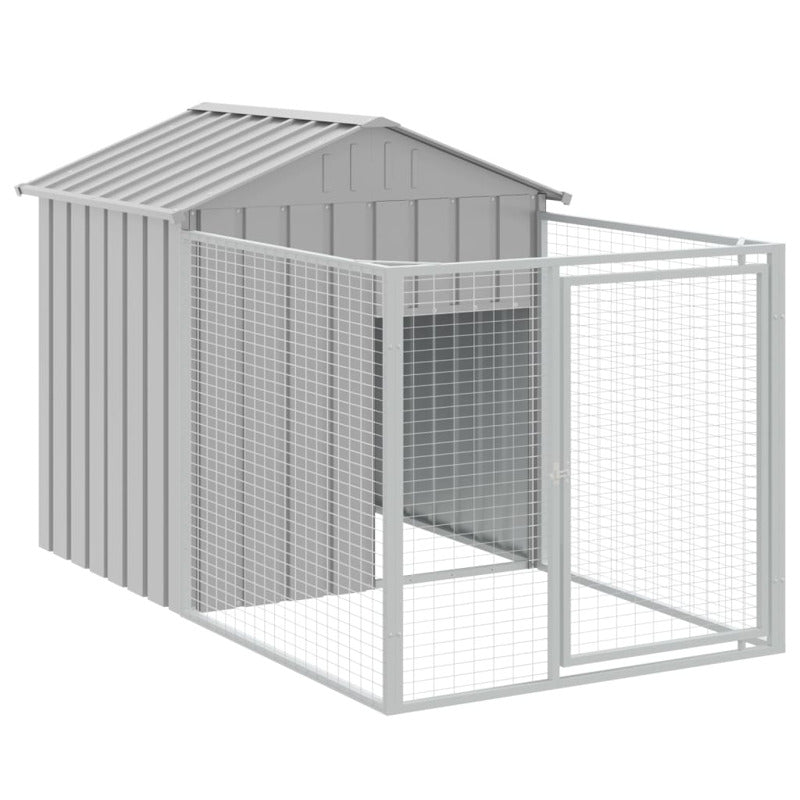 Vidaxl Caseta Perros Tejado Acero Galvanizado Gris Claro 117x813x123cm_5