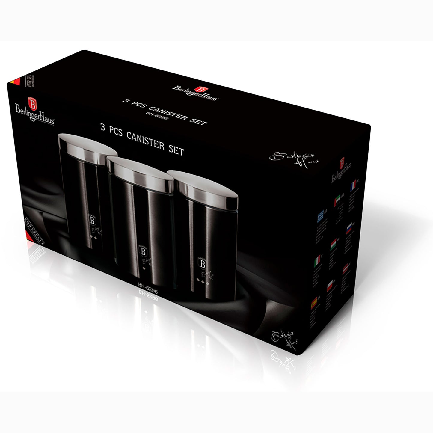 Set 3 Botes Cocina Almacenaje Acero Inoxidable, Diseño Moderno, Acero Inoxidable / Negro_2