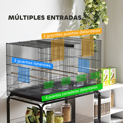 Pawhut Jaula Para Pájaros Con Divisor Ruedas Para Mascota Aves Loros Canarios_5
