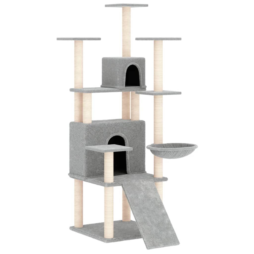 Vidaxl Rascador Para Gatos Con Postes De Sisal Gris Claro 154 Cm_0