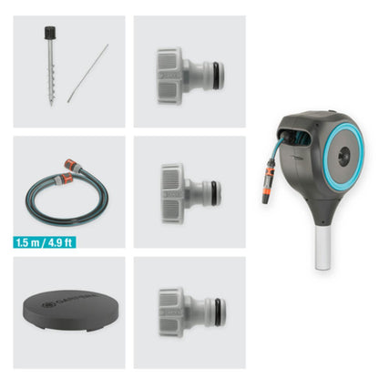 Portamangueras automático con piqueta RollUp S 15 m Gardena