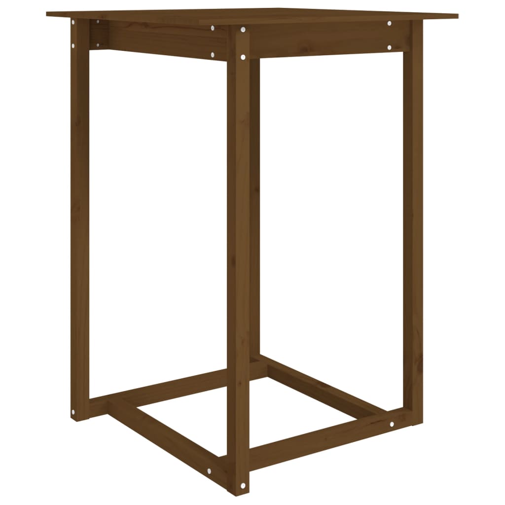 Mesa Alta De Bar Madera Maciza De Pino Marrón Miel 80x80x110 Cm_0