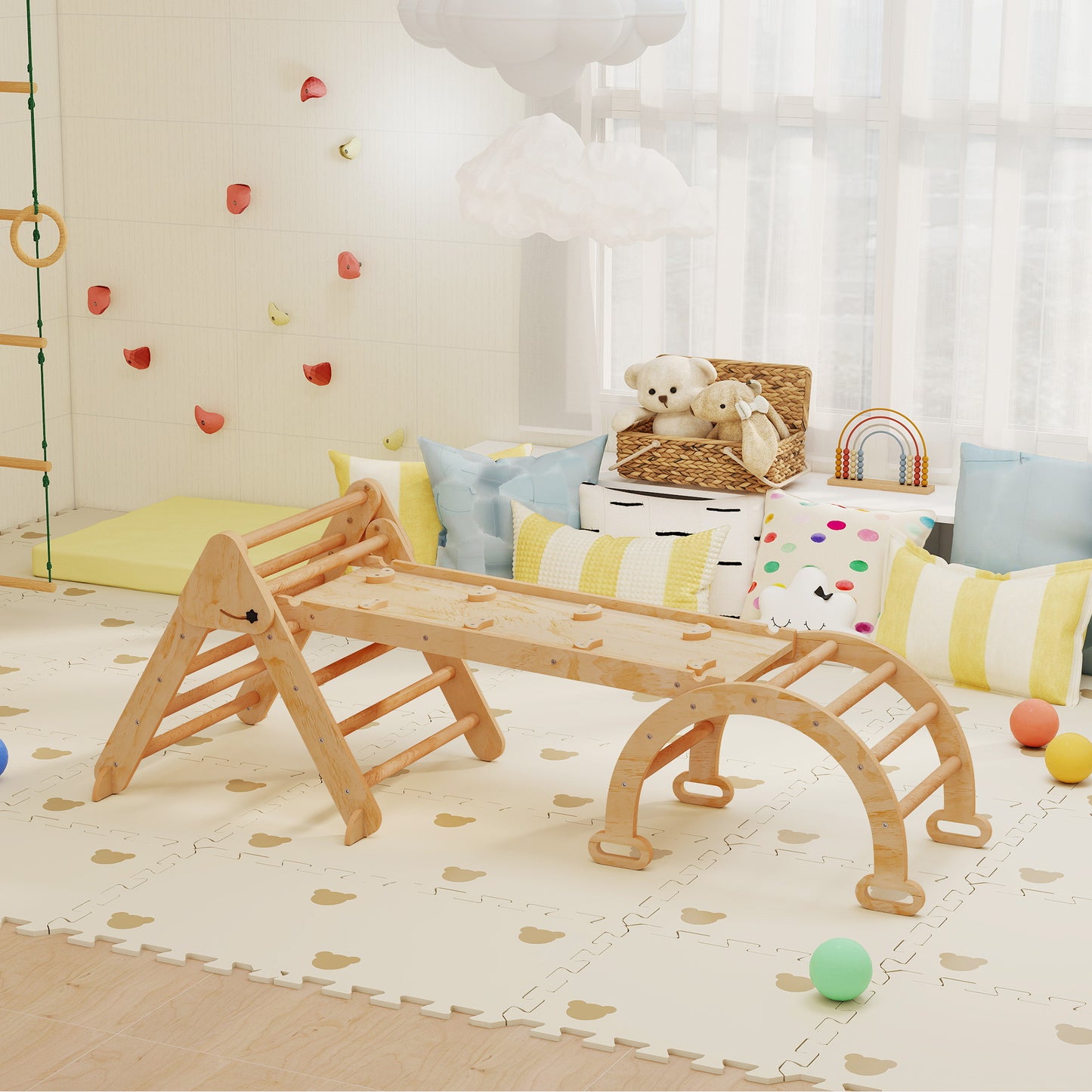 Aiyaplay 7 En 1 Triángulo De Escalada Montessori Con Arco Y Rampa_1