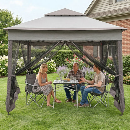 Outsunny Carpa Plegable3,3x3,3 M Con 4 Paredes Laterales De Malla Gris_4