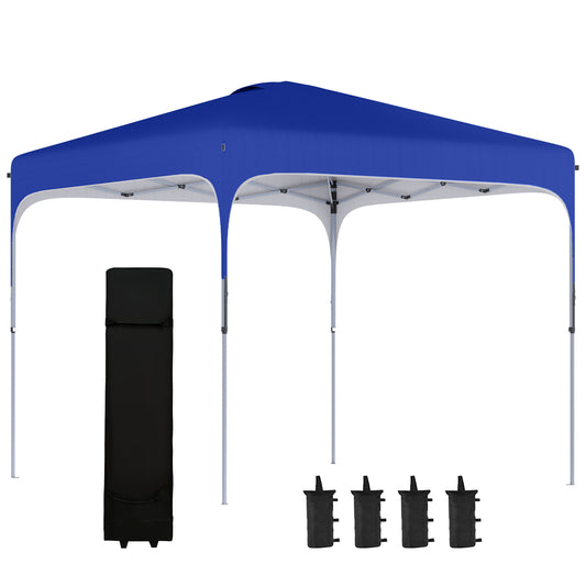 Outsunny Carpa Plegable 2,5x2,5x2,7 M Con Altura Ajustable Anti-uv Azul_0