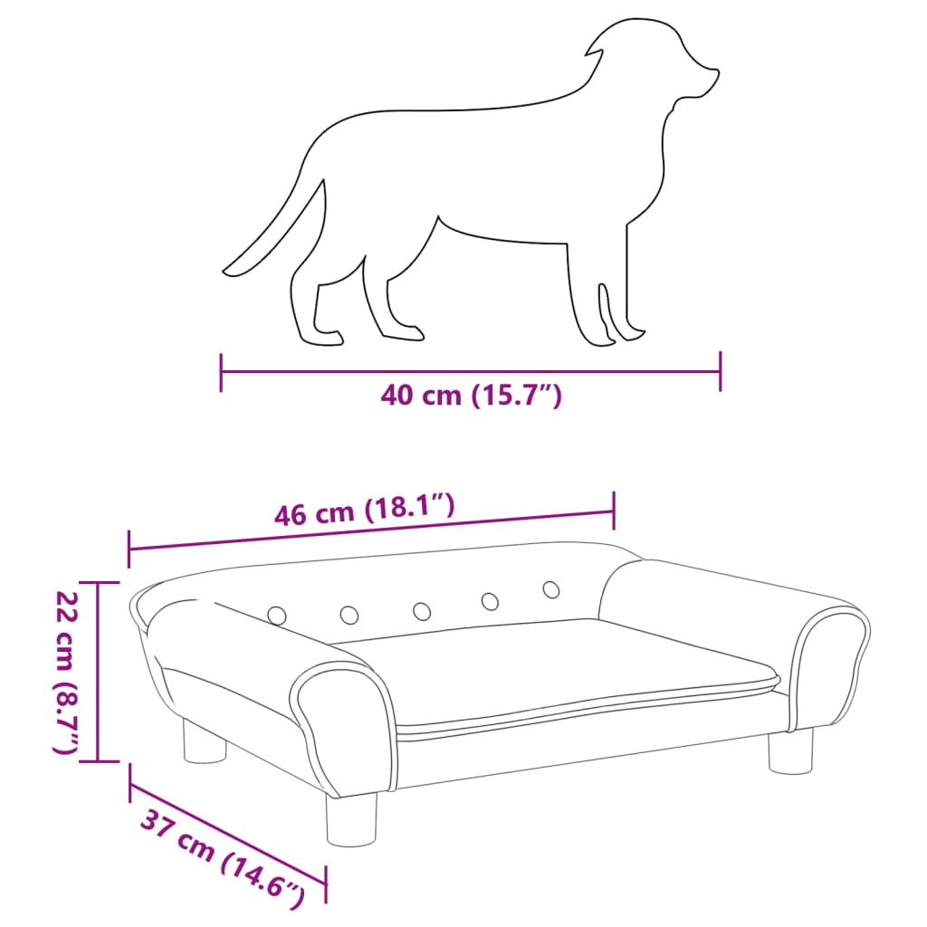 Cama Para Perros De Terciopelo Marrón 70x48x22 Cm / Vetonek_3