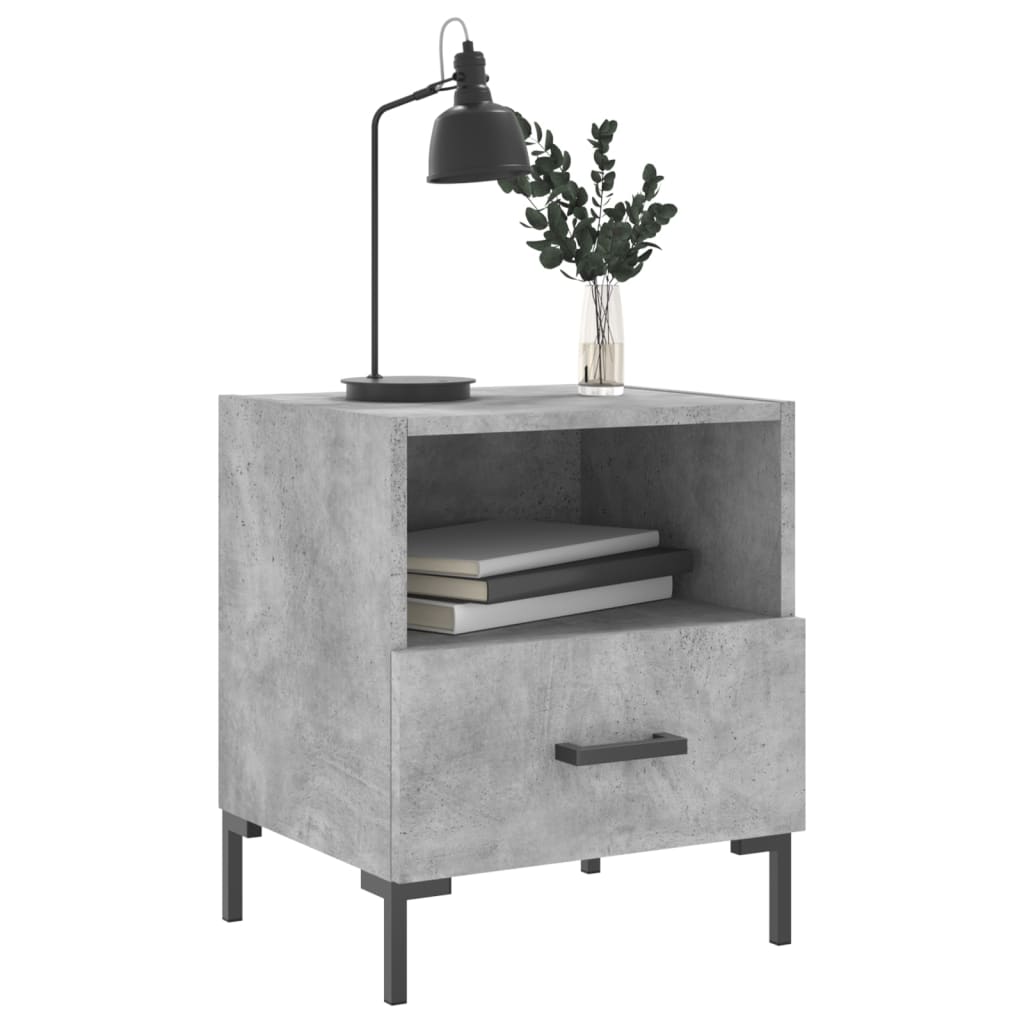Mesita Noche 2 Uds Madera Ingeniería Gris Hormigón 40x35x47,5cm_2