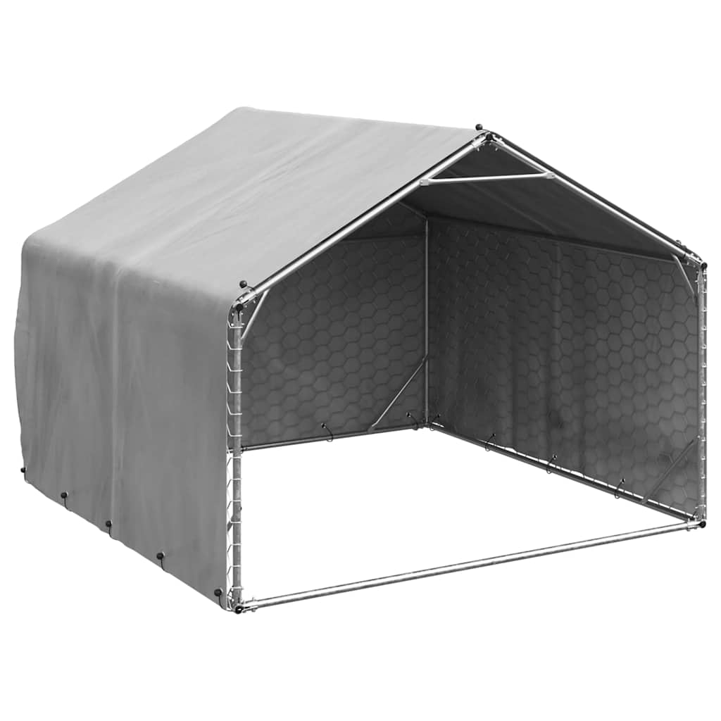 Caseta Para Perros De Exterior Con Cubierta 2x2x1,5 M De Acero Galvanizado_1