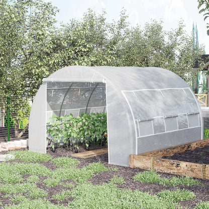 Outsunny Invernadero De Túnel Jardín 3x3x2m Con Puerta Y 6 Ventanas Enrollables_1