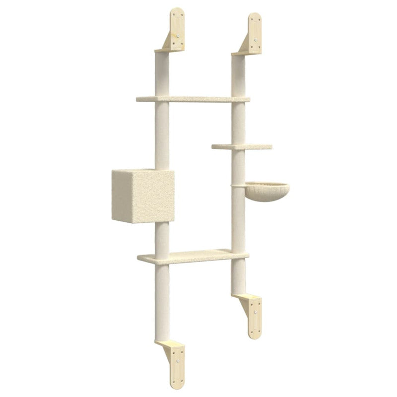 Vidaxl Árbol Rascador Para Gatos De Pared Crema 180 Cm_5