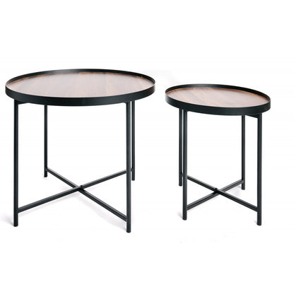 Mesa De Centro, Mesa Auxiliar De Madera Y Metal Diseño Industrial Vintage 60/41cm_0