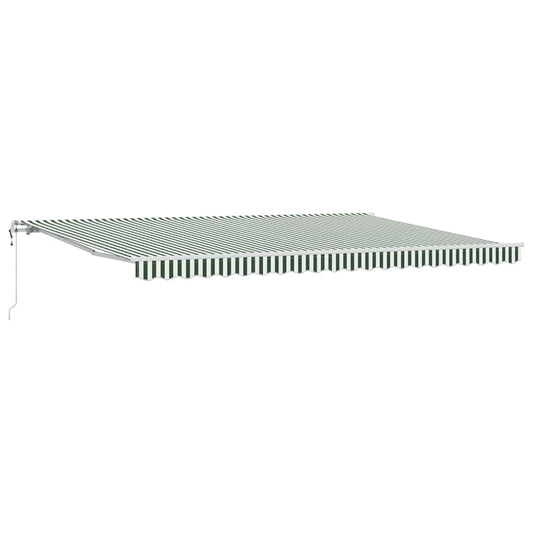 Toldo Retráctil Verde Y Blanco 500 X 300 Cm Tela Y Aluminio_0