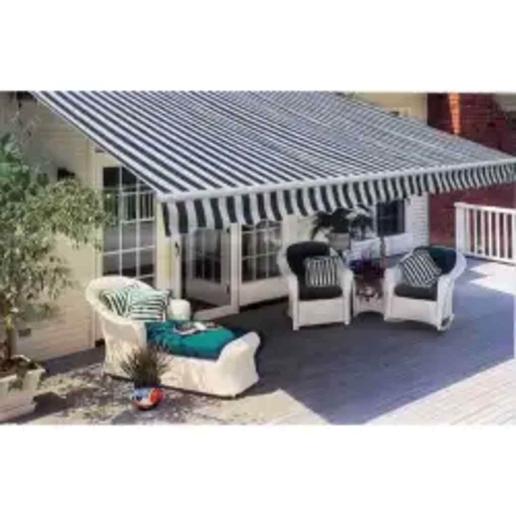 Toldo Plegable Motorizado 600 Cm Azul Y Blanco_0