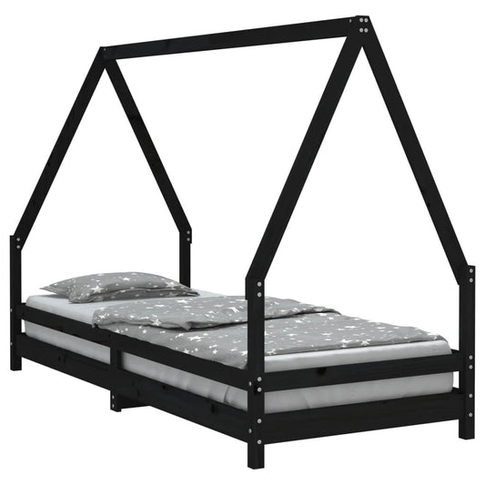 Vidaxl Estructura De Cama Para Niños Madera De Pino Negro 80x200 Cm_0