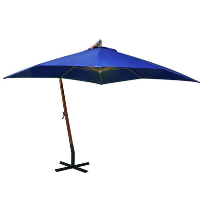 Vidaxl Sombrilla Jardín Colgante Con Palo Madera Abeto Celeste 3x3 M_0