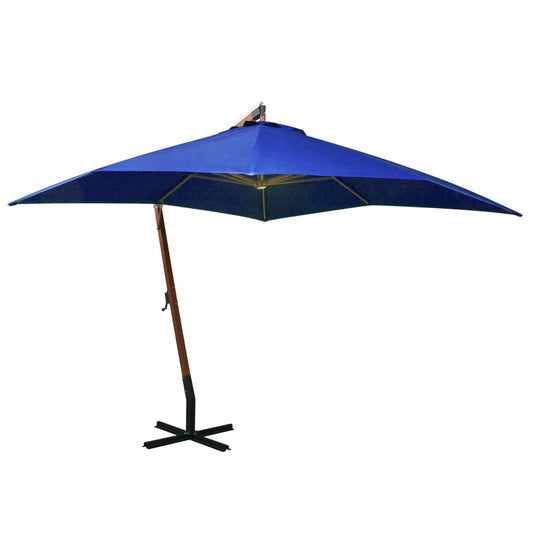 Vidaxl Sombrilla Jardín Colgante Con Palo Madera Abeto Celeste 3x3 M_0