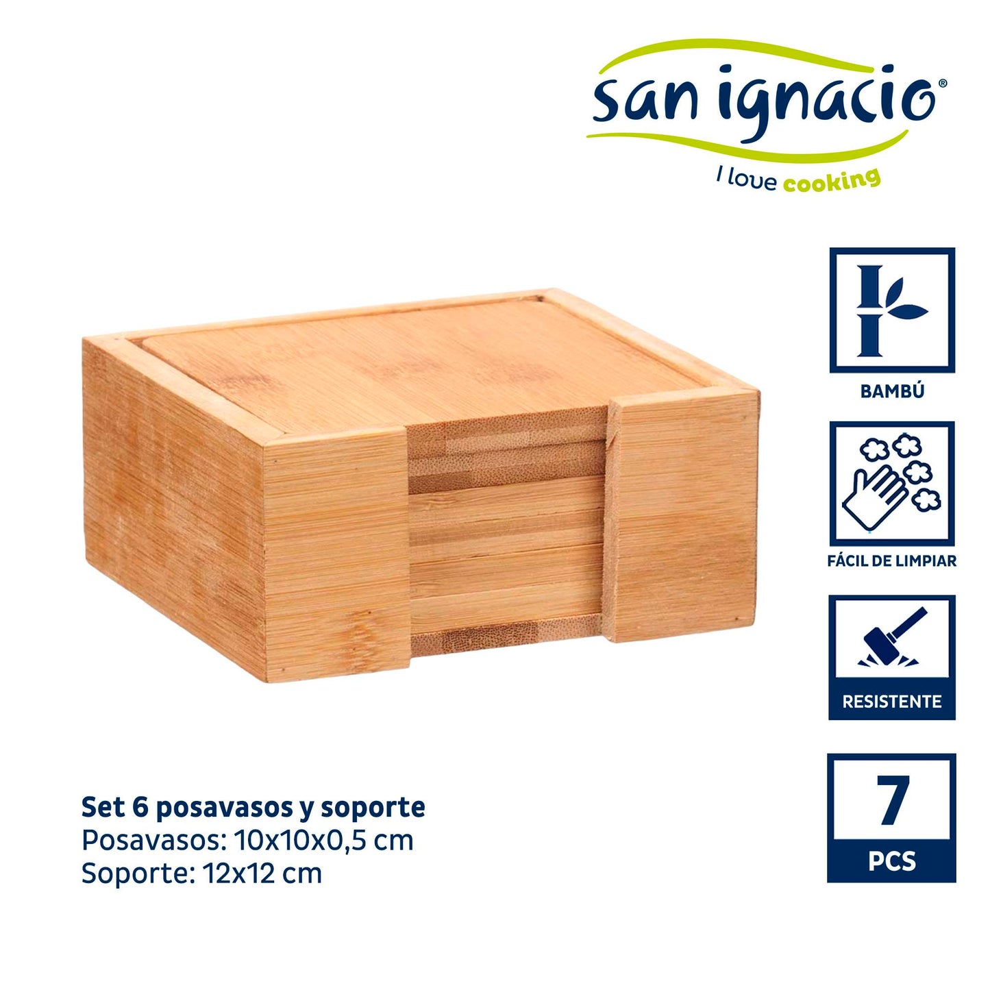 Set 6 Posavasos Bambu Cuadrados Soporte  Colección Kinvara_1