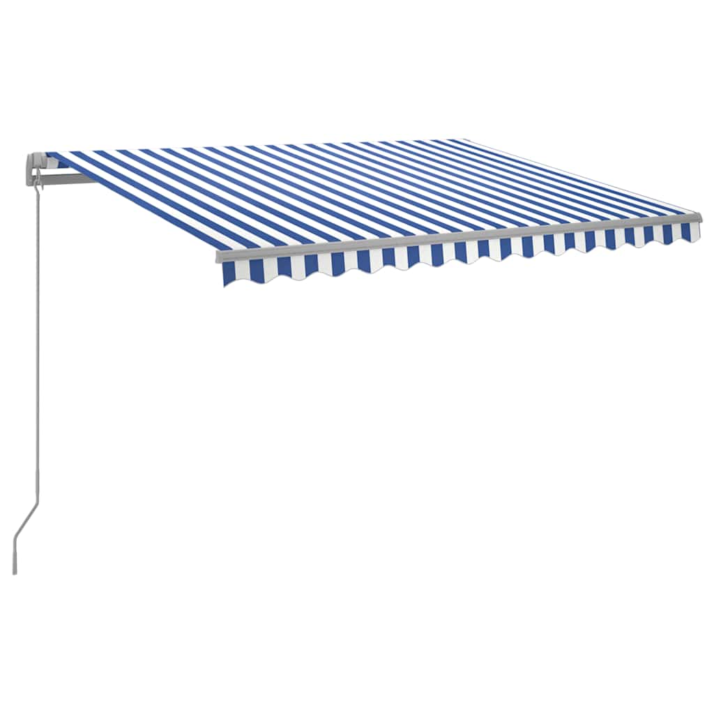 Toldo Manual Retráctil Con Led Azul Y Blanco 300x250 Cm_0