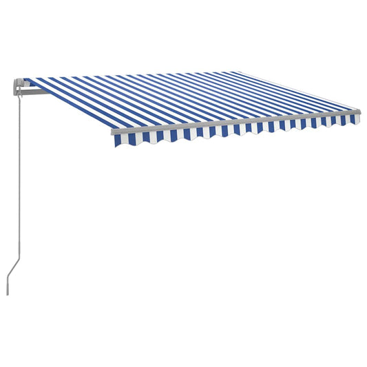 Toldo Manual Retráctil Con Led Azul Y Blanco 300x250 Cm_0