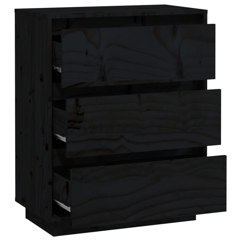 Aparador De Madera Maciza De Pino Negro 60x34x75 Cm / Vetonek_2