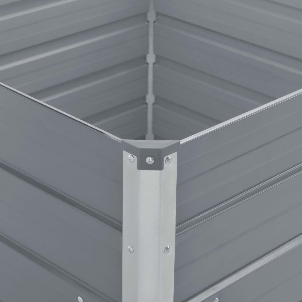 Jardinera Elevada De Acero Galvanizado Gris 100x100x45 Cm_3