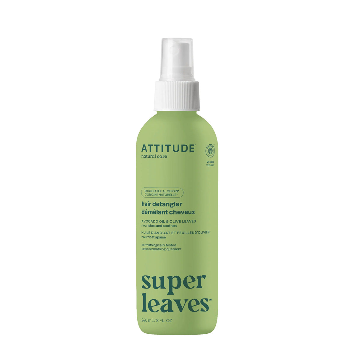 Desenredante capilar Super leaves Nutre y calma Hojas de olivo Attitude 240 ml