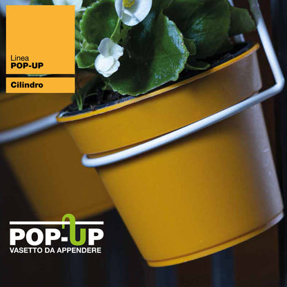 4 Macetas Cilíndricas Ø 14 Cm Con Ganchos, En Polipropileno Gris