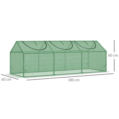 Outsunny Invernadero De Terraza 180x60x60 Cm Acero Con 3 Ventanas Verde_2