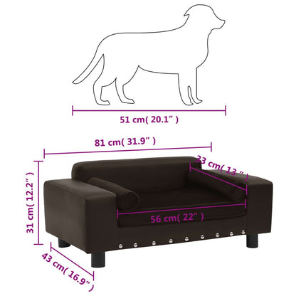 Vidaxl Sofá Para Perros Felpa Y Cuero Sintético Marrón 81x43x31 Cm_2