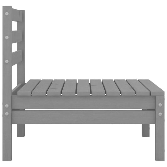 Juego De Muebles De Jardín 6 Piezas Madera Maciza De Pino Gris / Vetonek_0