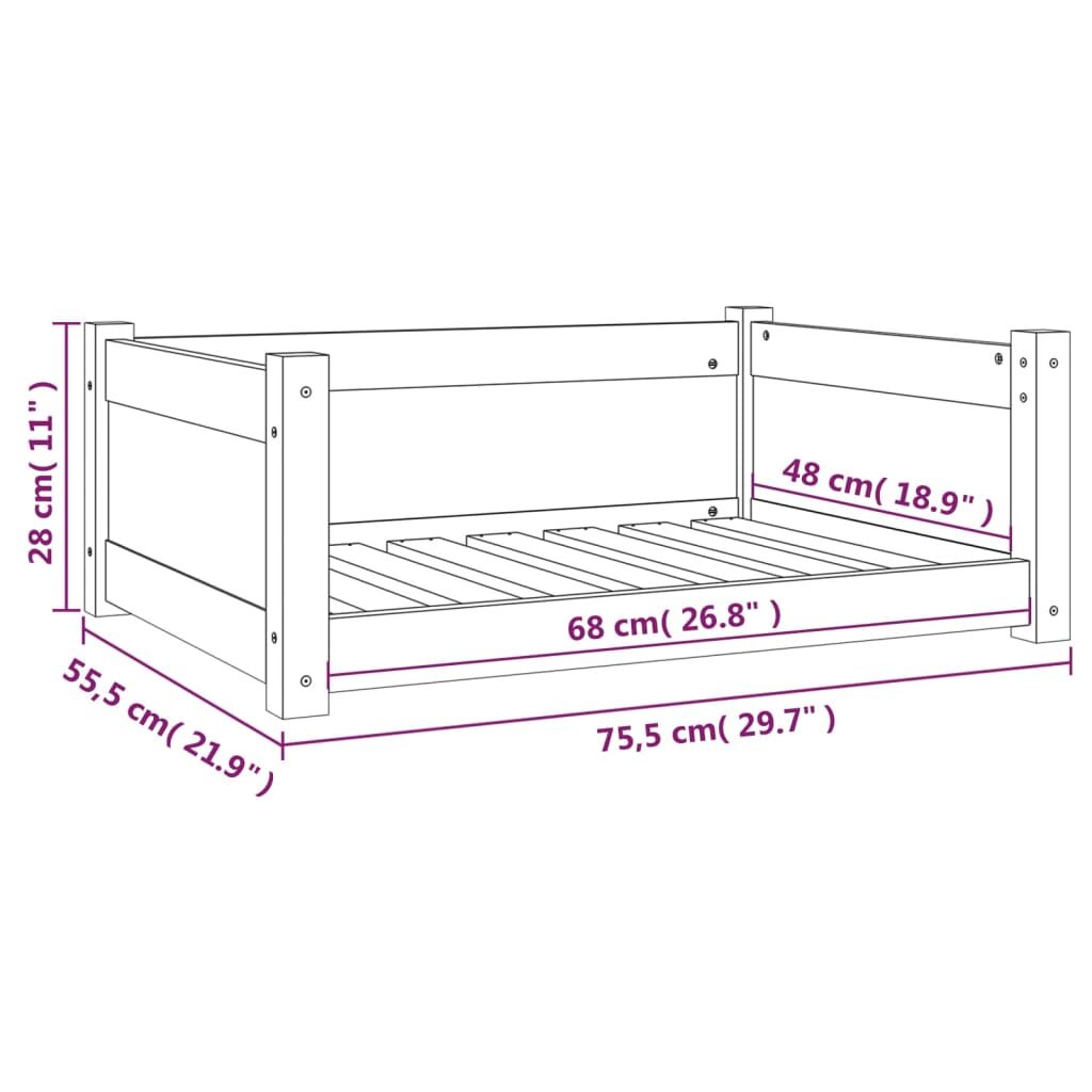 Vidaxl Cama Para Perros Madera Maciza De Pino 75,5x55,5x28 Cm_2