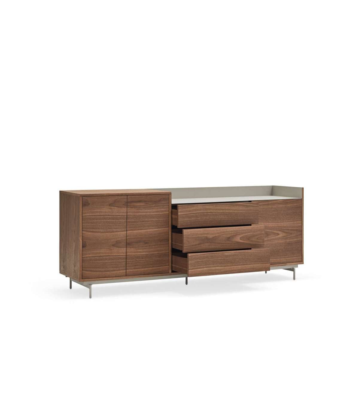 Mueble Aparador Para Comedor Modelo Valley 3 Puertas 3 Cajones Acabado Nogal/gris Claro, 4_3