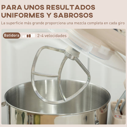 Homcom Batidora Amasadora 4,5l 1300w 6 Velocidades Beige_5