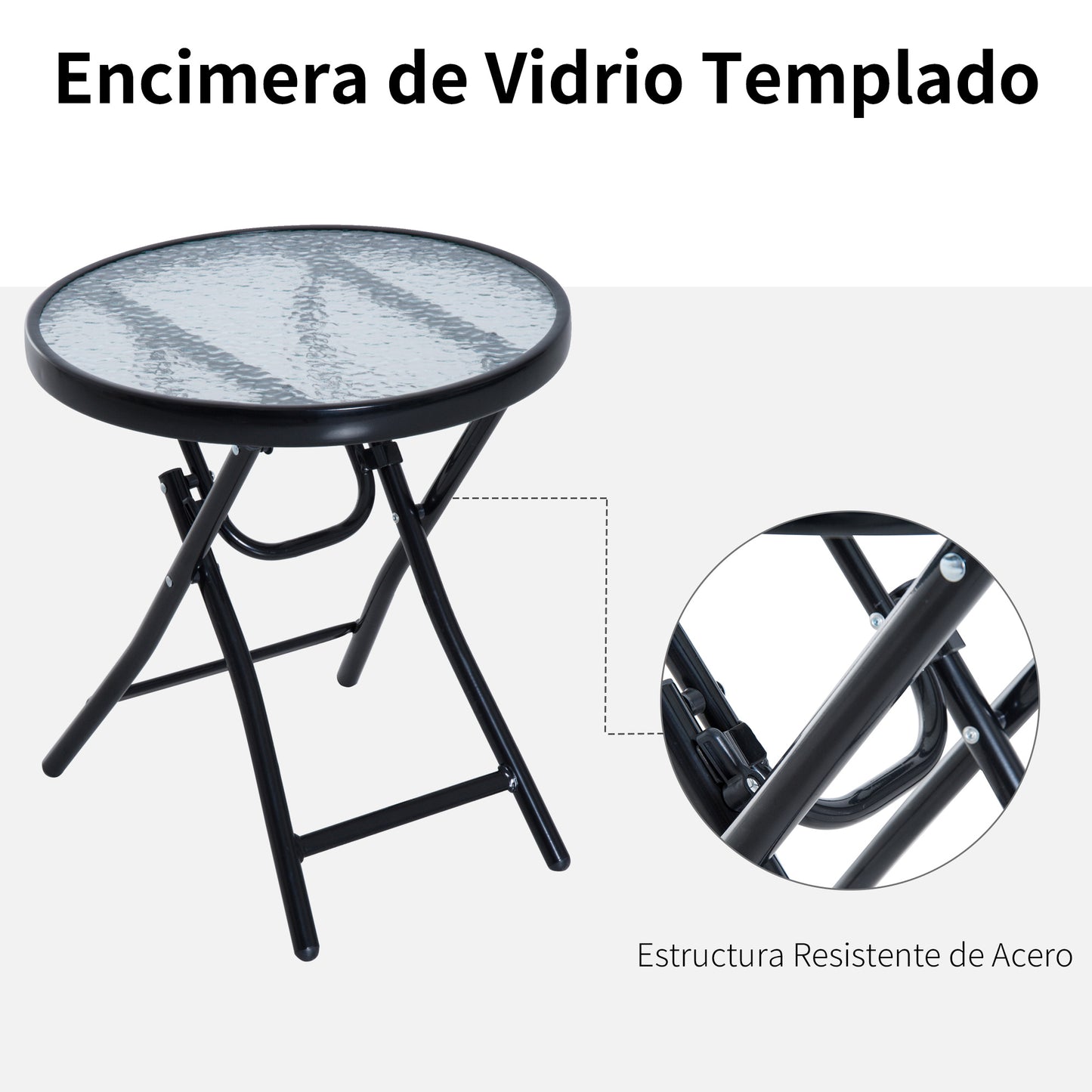 Outsunny Set De Muebles De Jardín Mesa Redonda Y 2 Sillas Mecedoras Plegables_5